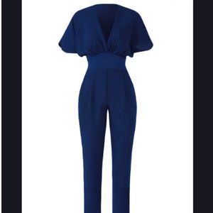Adelyn Rae Navy Kimono Jumpsuit